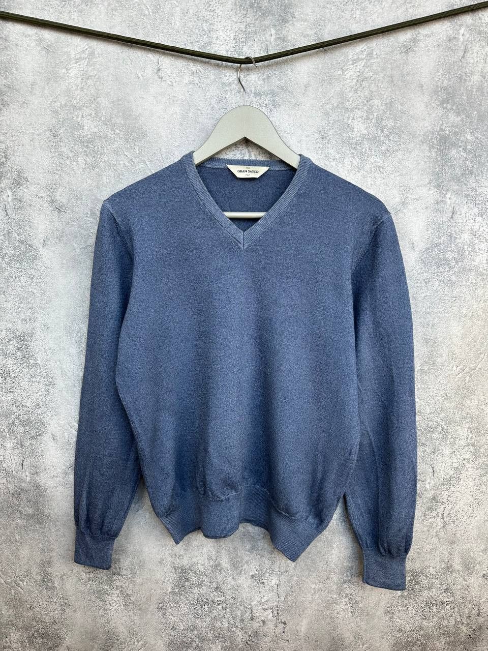 Gran Sasso Gran Sasso Lana Wool V-Neck Sweater Blue Jumper Pullover Size US M / EU 48-50 / 2 - 1 Thumbnail