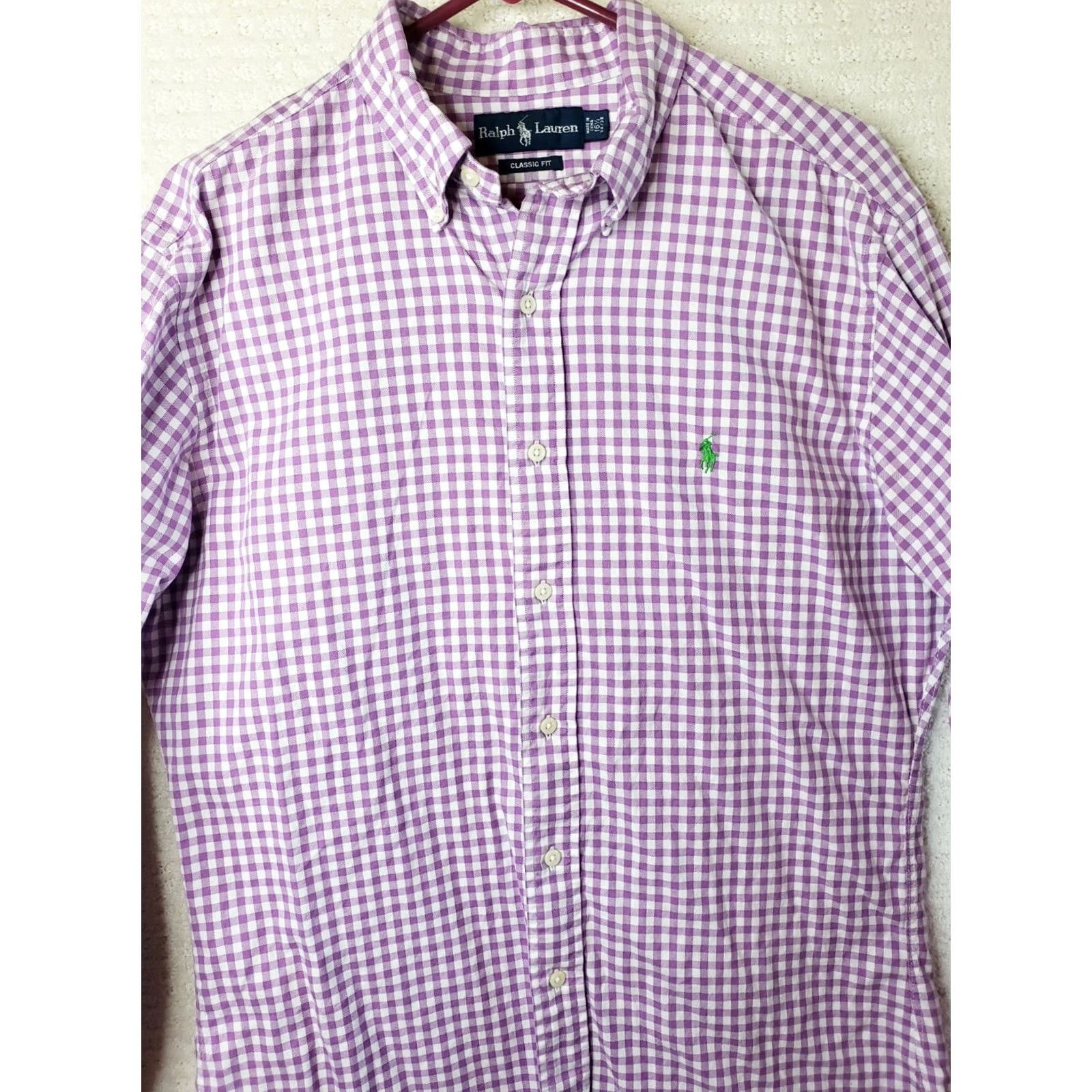 Polo Ralph Lauren Ralph Lauren Button Down Shirt Men's 16.5/34-35 L. S. White Purple Check Shirt Size US L / EU 52-54 / 3 - 2 Thumbnail