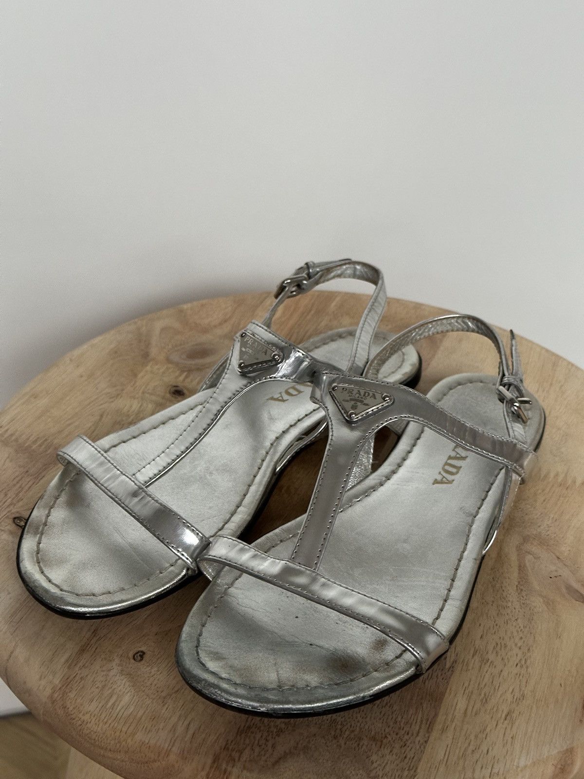 Designer × Prada Prada metal logo sandals Size US 6.5 / IT 36.5 - 1 Thumbnail