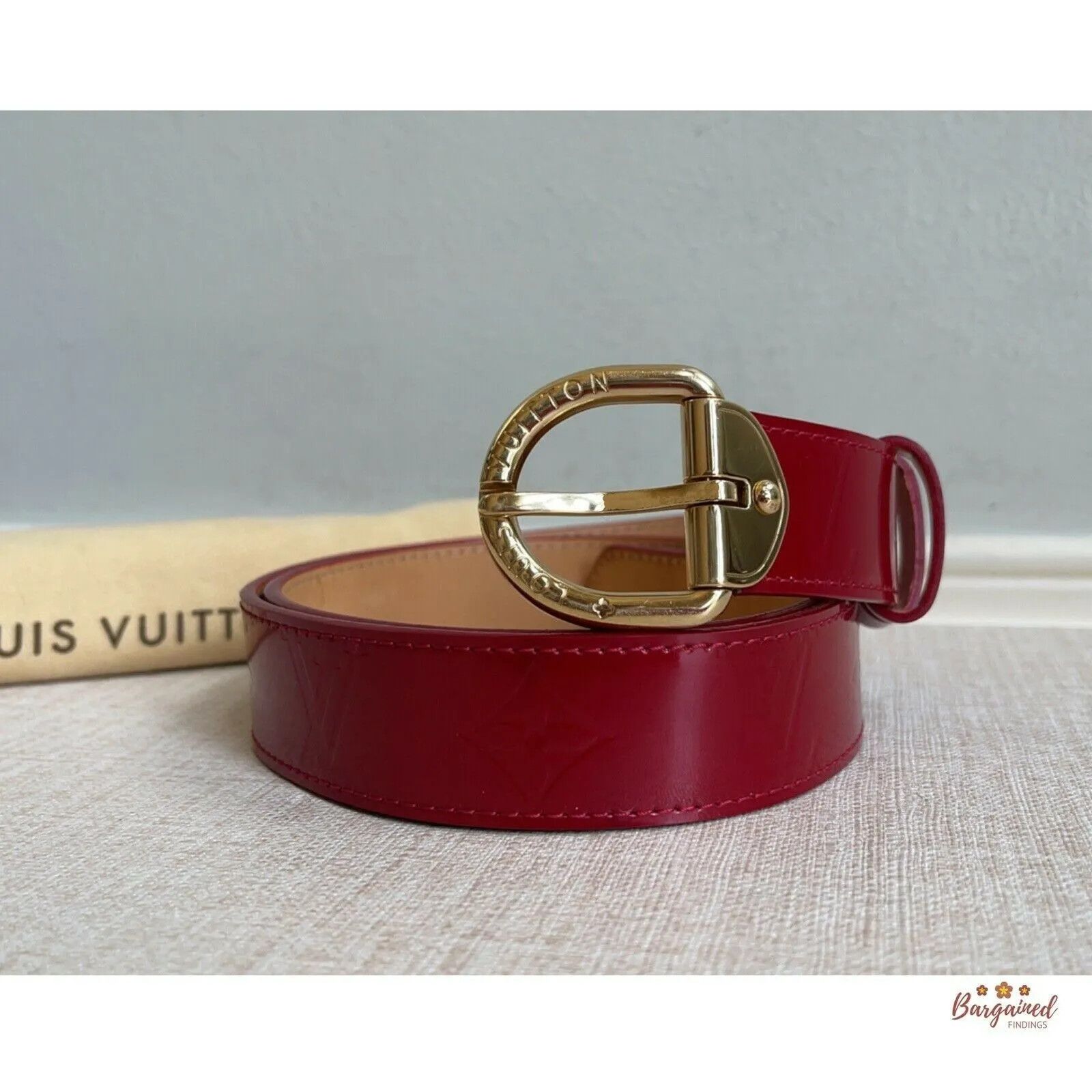 Louis Vuitton Louis Vuitton Pomme D'Amour Monogram Vernis LV Frame Belt Size ONE SIZE - 1 Thumbnail