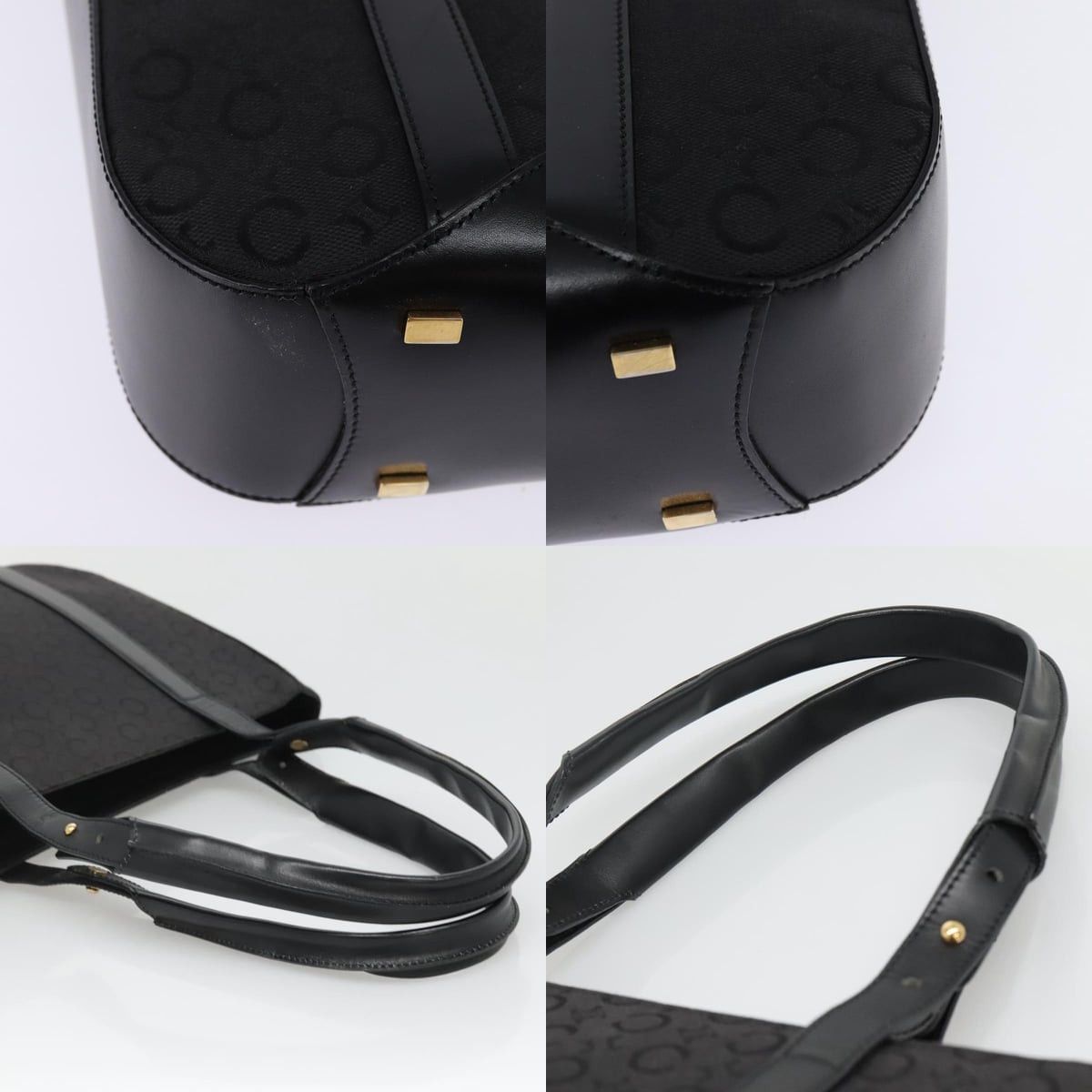 Celine CELINE C Macadam Canvas Tote Bag Black Gold Size ONE SIZE - 10 Thumbnail
