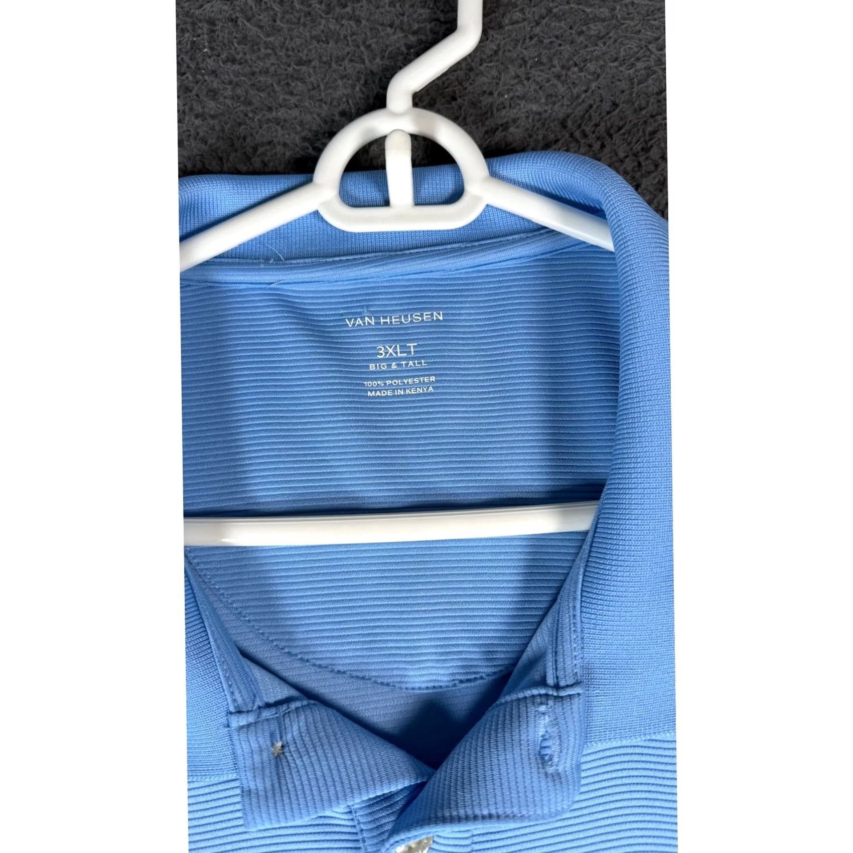 Van Heusen Van Heusen Polo Shirt 3XLT Big & Tall Striped Short Sleeve Blue Mens Shirt Size US XXL / EU 58 / 5 - 3 Thumbnail