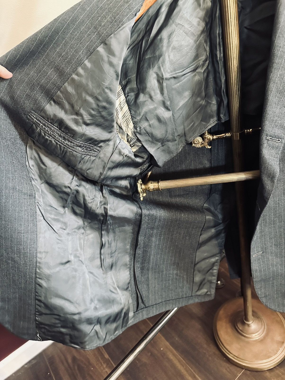 Brooks Brothers Early vintage gray pinstriped all wool blazer jacket Size 40R - 9 Thumbnail