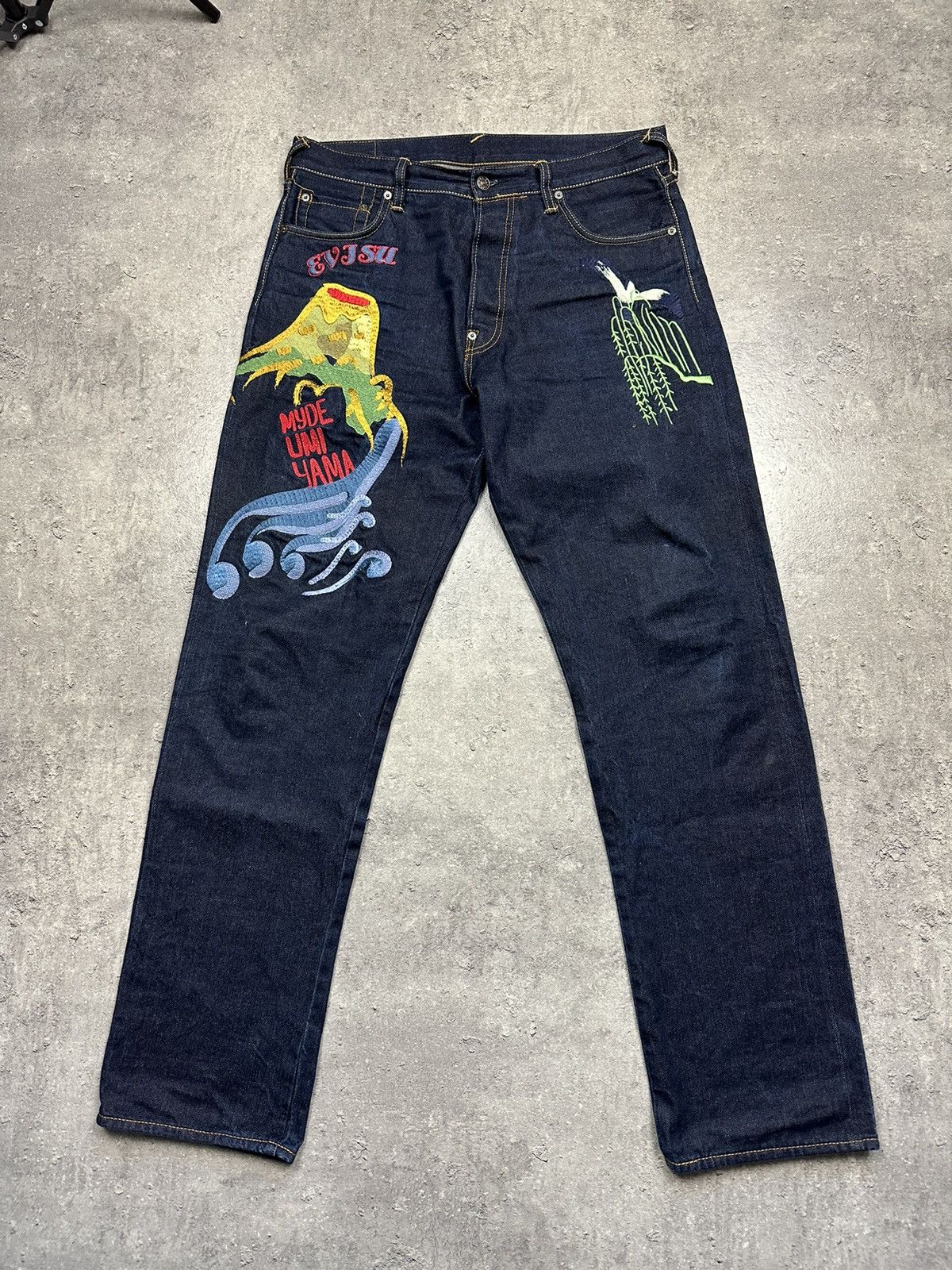 Evisu × Vintage Evisu blue navy half myde umi yama hawai vulcan Size US 36 / EU 52 - 1 Thumbnail