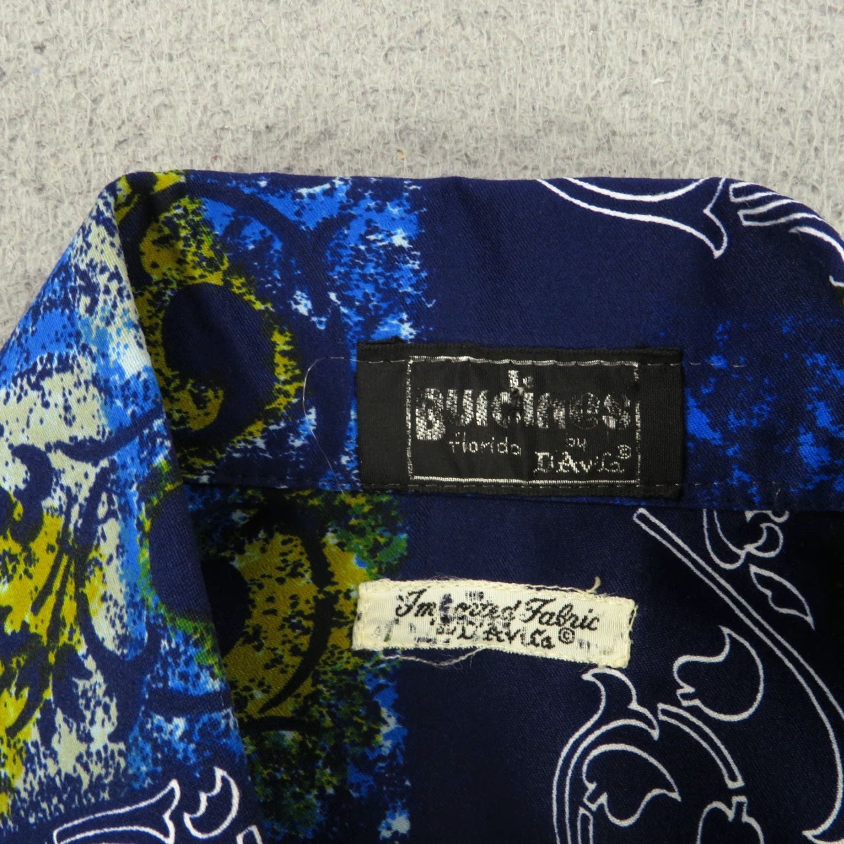 Vintage VTG D'Avila Shirt Medium Mens Butterfly Dagger Collar 70s Hawaiian Button-Up Blue Size US M / EU 48-50 / 2 - 4 Thumbnail