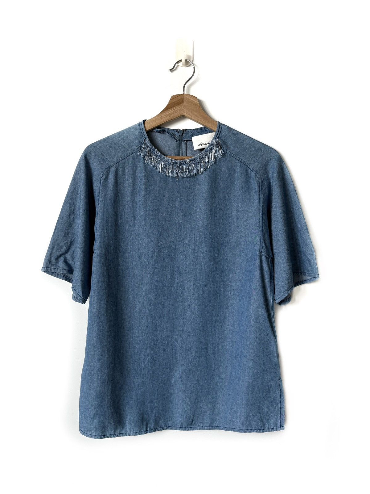 3.1 Phillip Lim 3.1 Phillip Lim Chambray Fringe Neck Top Size S / US 4 / IT 40 - 1 Thumbnail