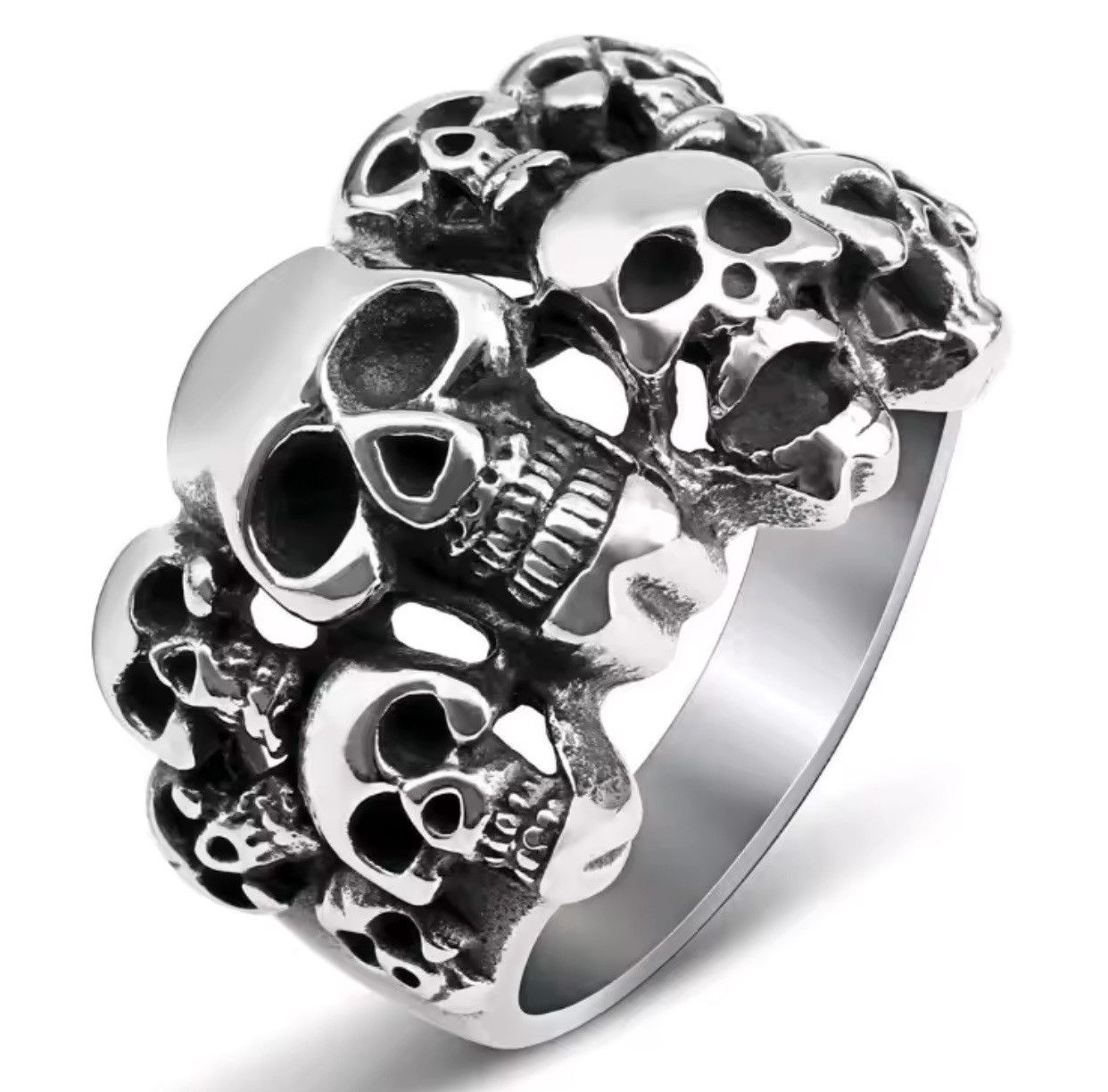 Jewelry × Vintage Multiple Skeleton Skull Man Rings Grunge Rock Ghost Size ONE SIZE - 1 Thumbnail
