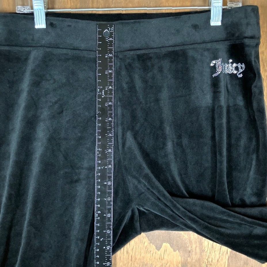 Juicy Couture Juicy Couture Pants Black Velour High Rise Relaxed Stretch Large Womens Straight Inseam 25 in Size 36" / US 14 / IT 50 - 7 Thumbnail