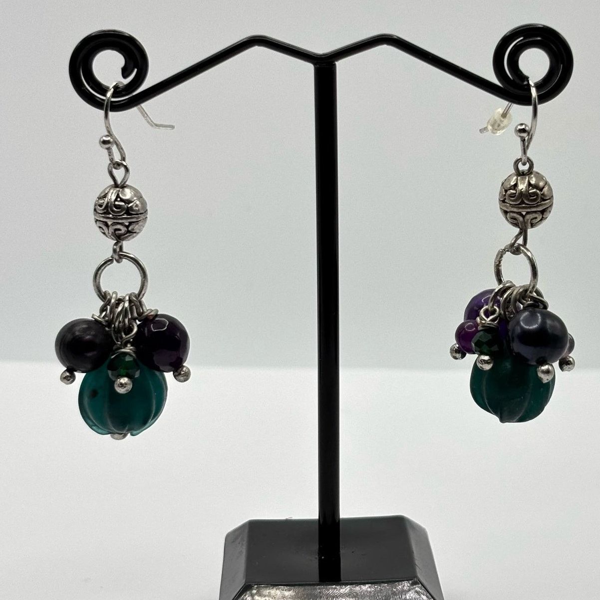 Other Silver & Green Beaded Earrings Size ONE SIZE - 2 Thumbnail
