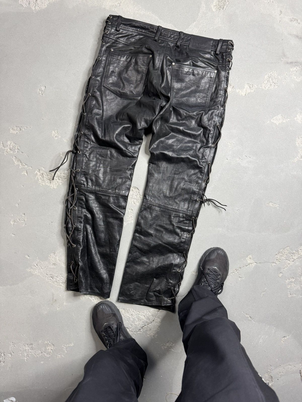 Japanese Brand Vintage Leather Pants Japan Hype Travis Scott Y2K Style Size US 38 / EU 54 - 2 Thumbnail