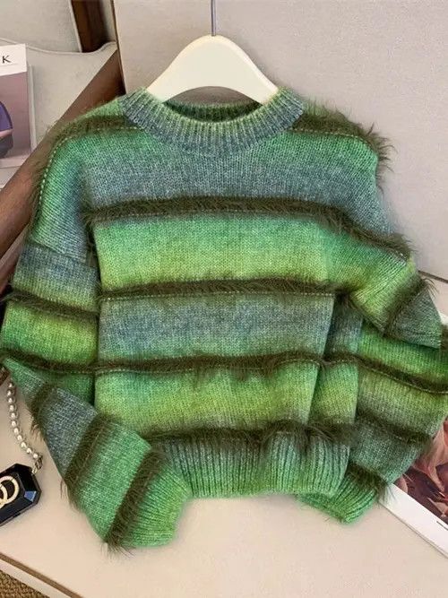 Japanese Brand × Vintage Striped patchwork crew neck knitted sweater Size S / US 4 / IT 40 - 1 Thumbnail