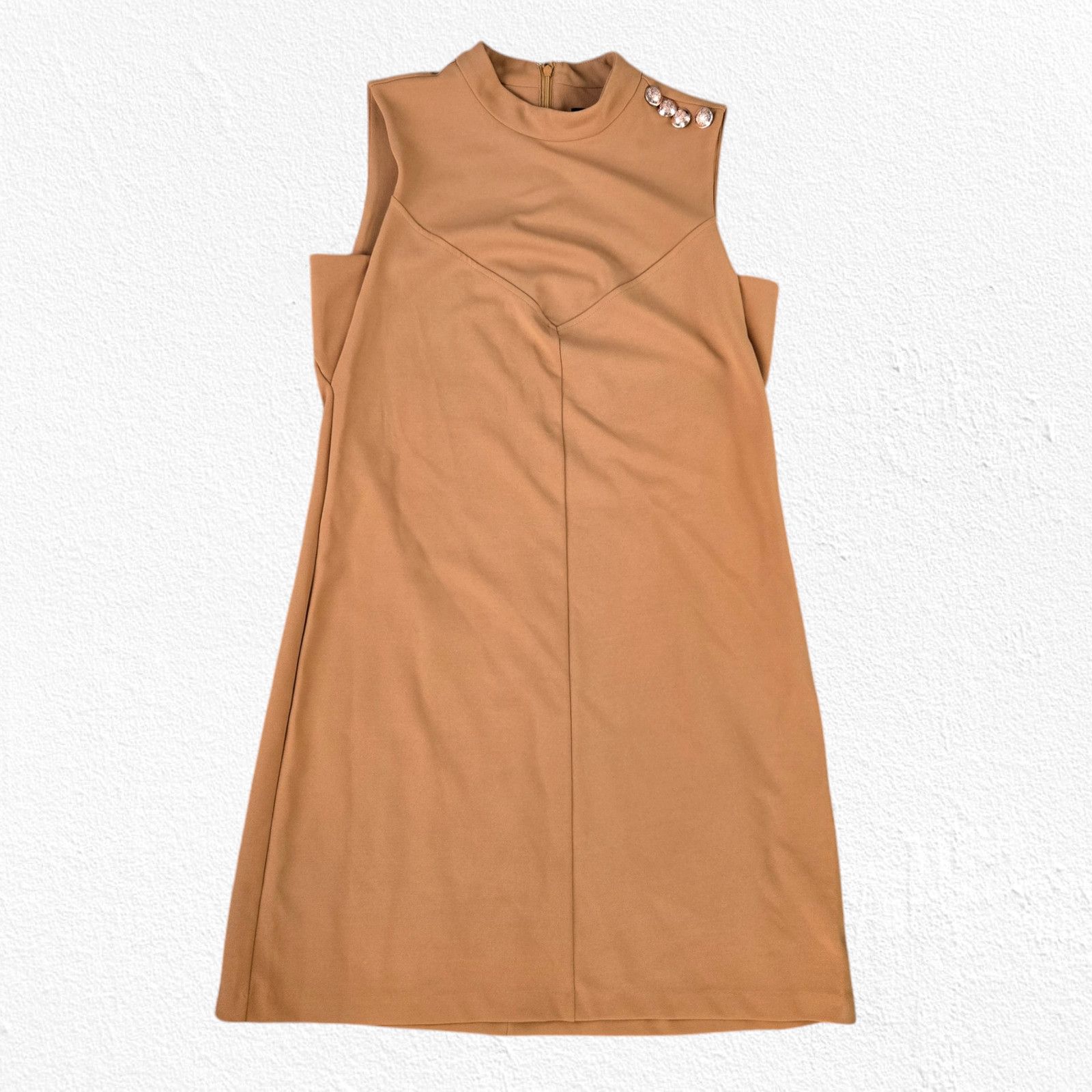 Other Mustard Yellow High Neck Shift Gold Button Dress Size 10 Size L / US 10 / IT 46 - 2 Thumbnail