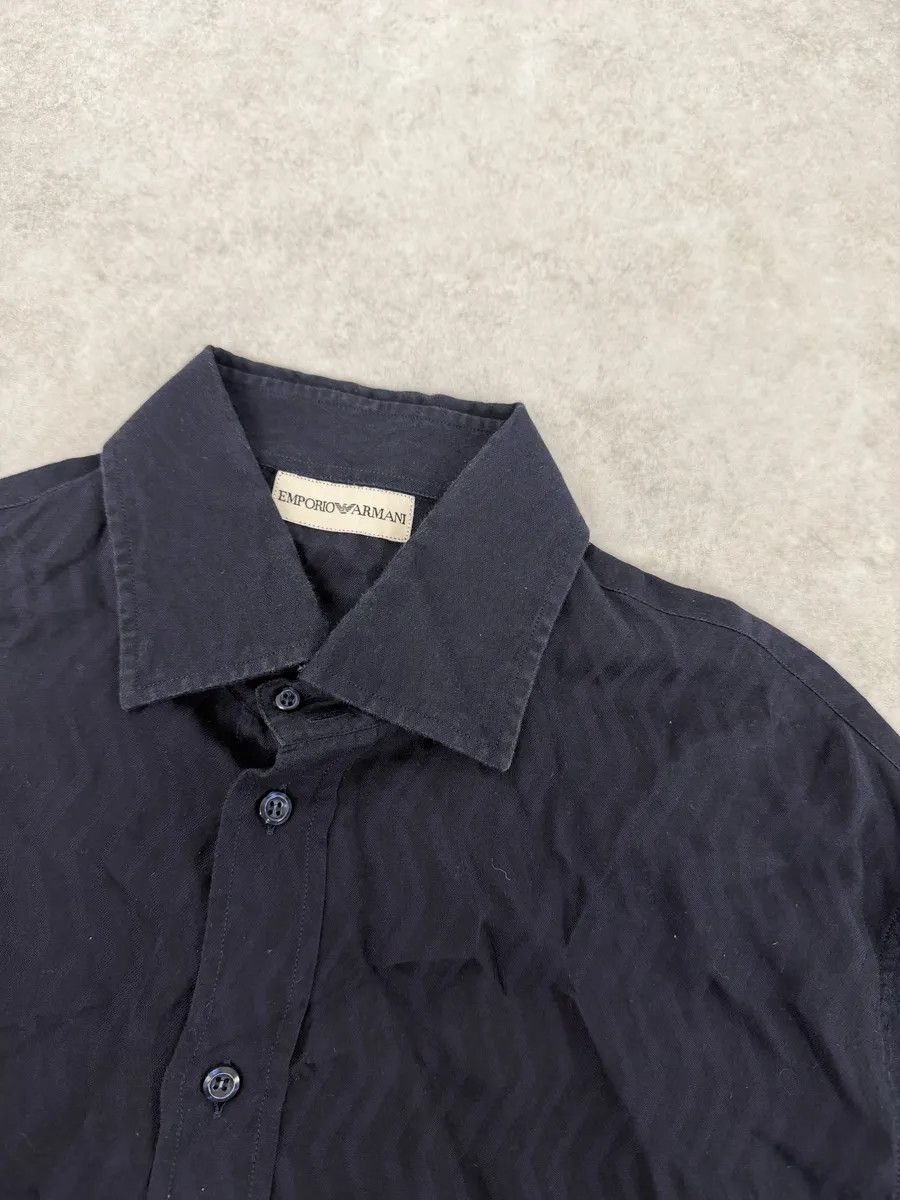Emporio Armani 1990s Emporio Armani Navy Wavy Lined Shirt Size US M / EU 48-50 / 2 - 9 Thumbnail