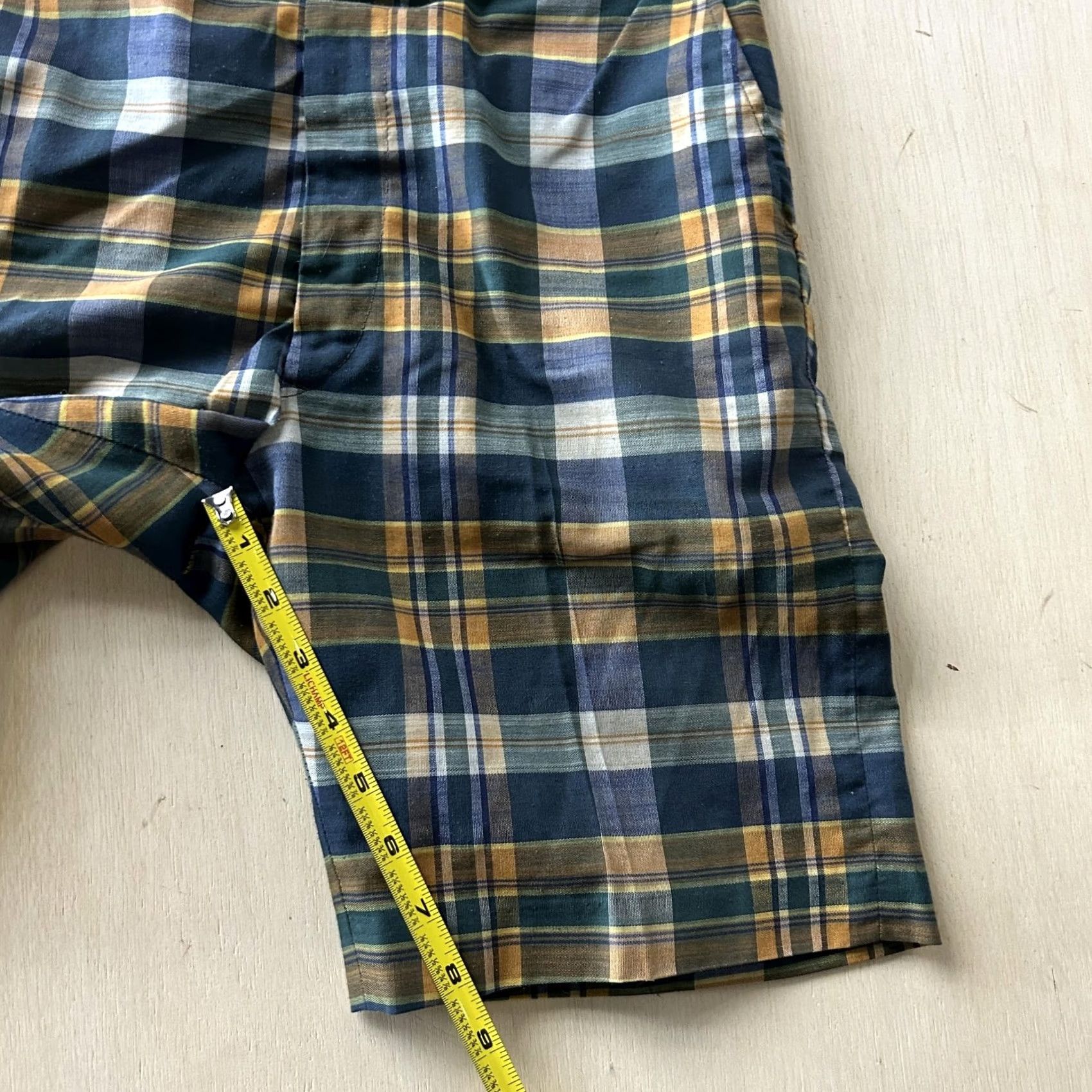 Vintage Vintage 80s Chino Shorts Mens 28 Blue Plaid Flat Front 8" Inseam Casual Summer Size US 28 / EU 44 - 5 Thumbnail