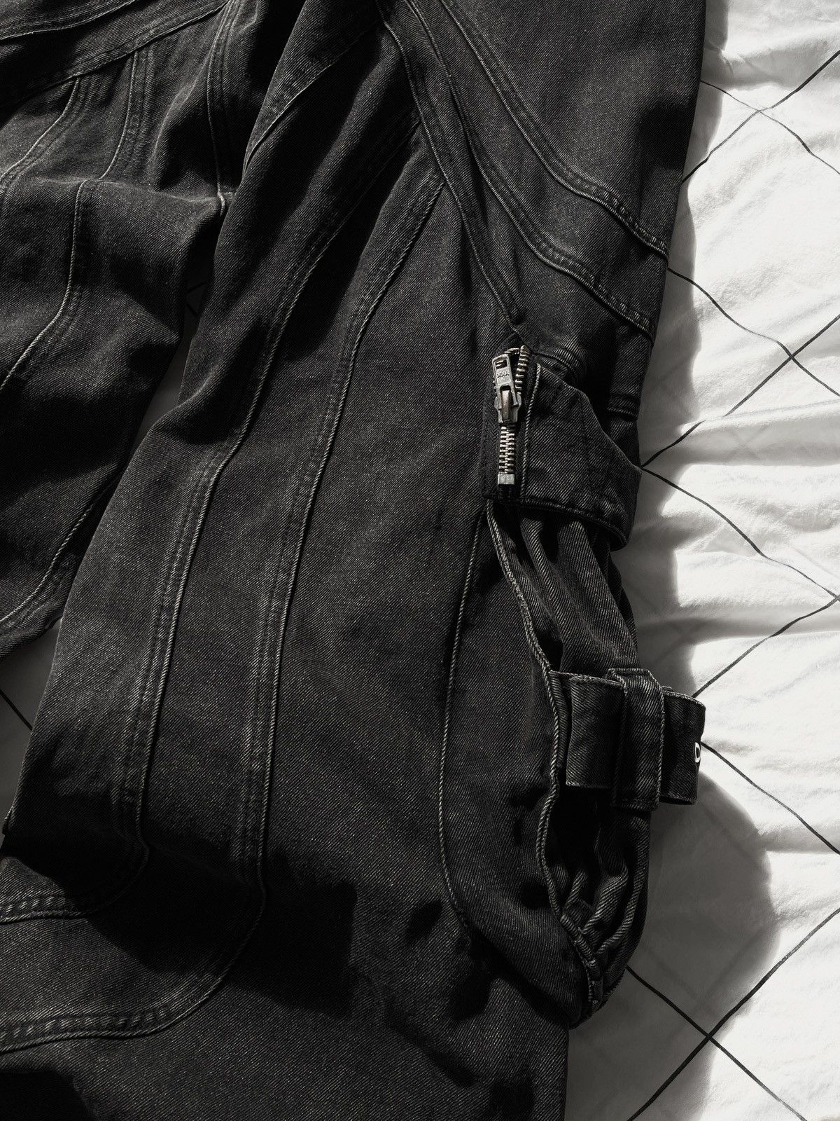 No Faith Studios NO FAITH STUDIOS Distressed Cargo Raver denim Baggy Pants Size US 32 / EU 48 - 14 Thumbnail