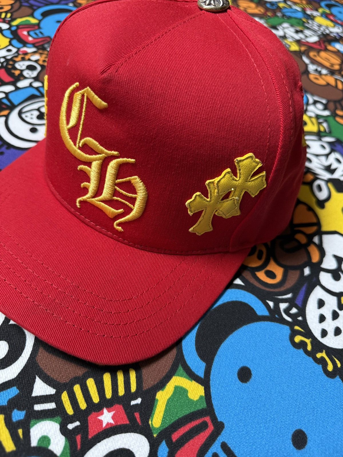 Chrome Hearts Chrome Hearts Red Embroidered Cross Patches Snapback Hat Size ONE SIZE - 2 Thumbnail