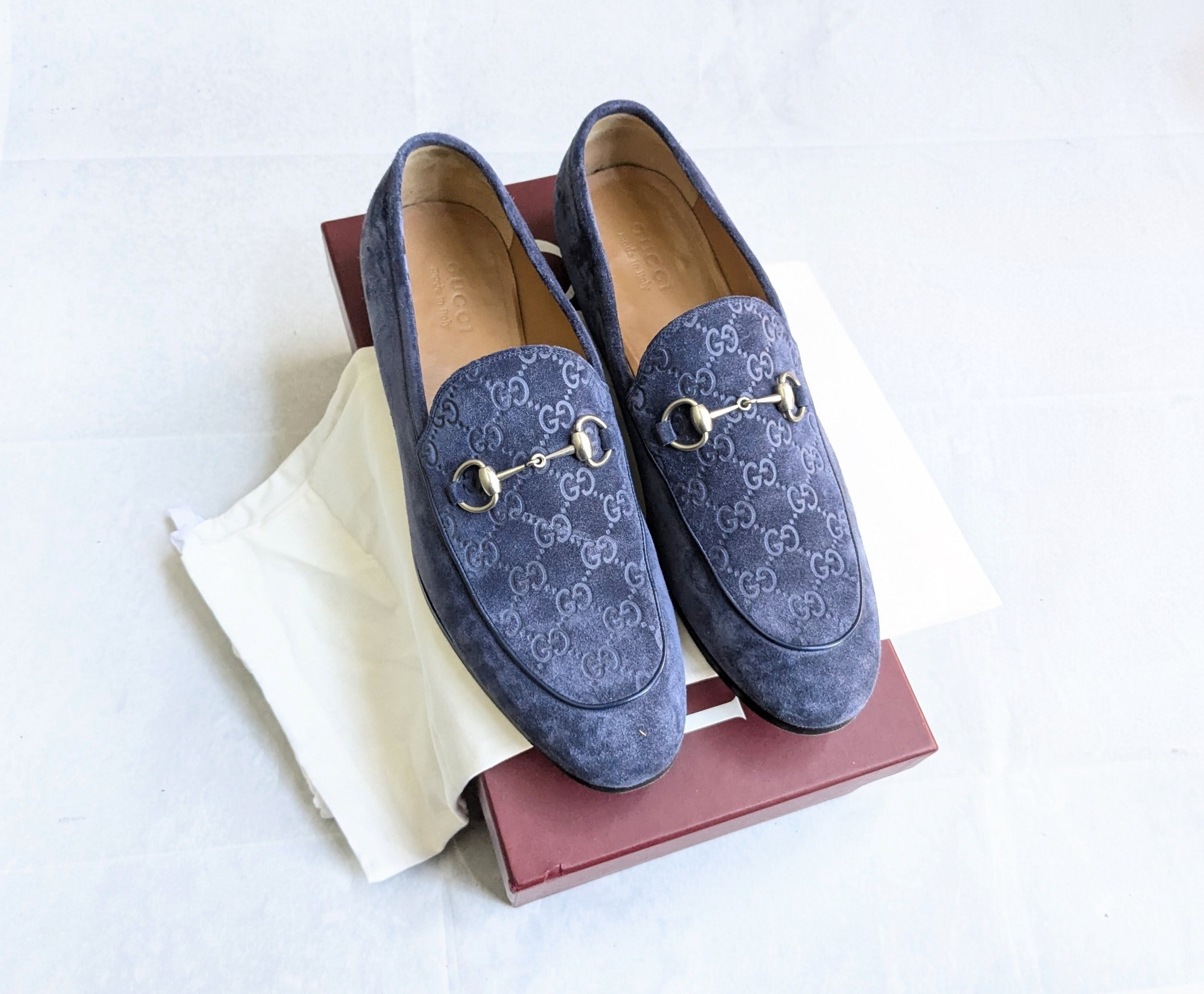 Gucci Gucci Horsebit Loafers Blue Suede 12.5 Monogram Logo GG Size US 12.5 / EU 45-46 - 1 Thumbnail