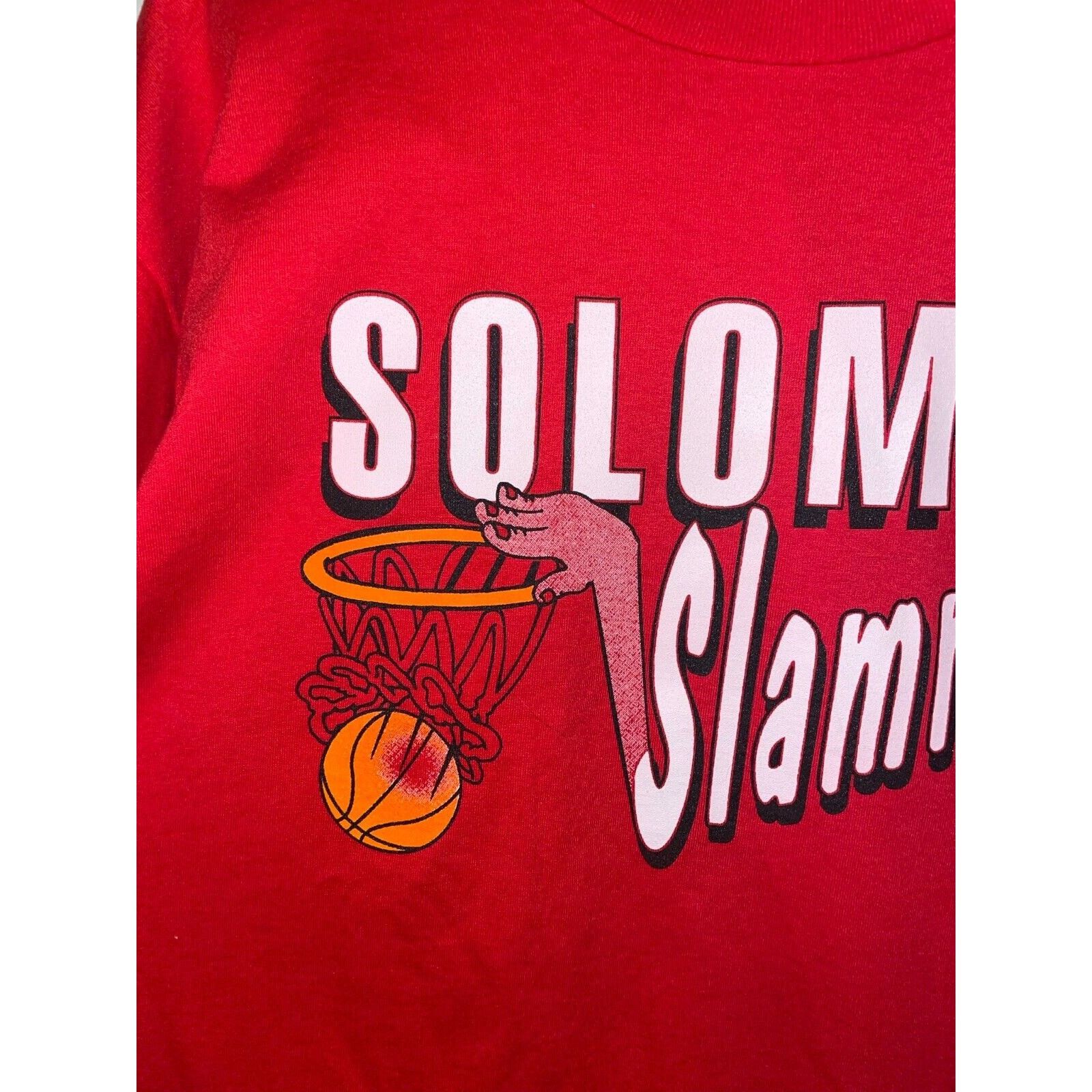 Fruit Of The Loom Vintage Solomon Shirt Slammers Basketball Red Tee 90s VTG XL Size US XL / EU 56 / 4 - 2 Thumbnail
