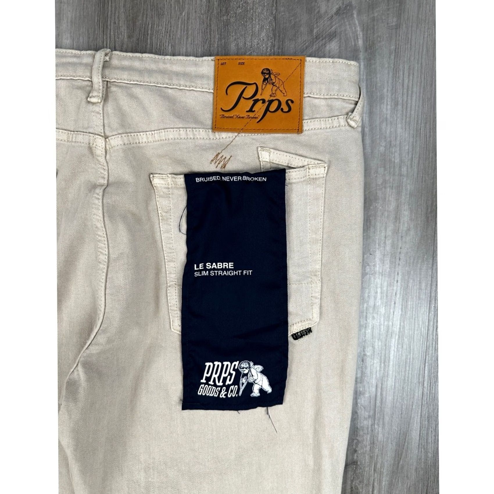 Prps PRPS Le Sabre Beige Slim Straight Jeans 38 Men Regular 34 Inseam 99% Cotton 1% Spandex Size US 38 / EU 54 - 4 Thumbnail