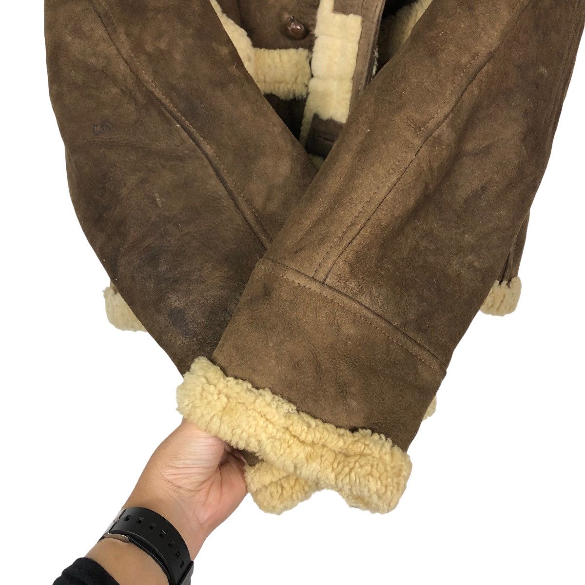 Japanese Brand Vintage Cropped Ontime Genuine Leather Jacket Sheep Lamb Fur Size US M / EU 48-50 / 2 - 11 Thumbnail