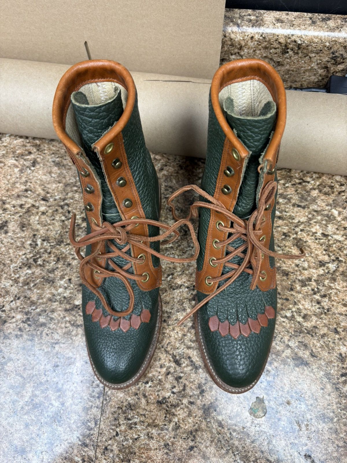 Justin Boots Vintage Justin USA Leather Lace Up Boots Kiltie Fringe 6B Size US 6 / IT 36 - 2 Thumbnail