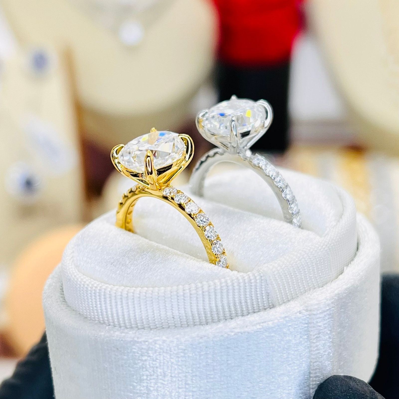 Other 3.42ctw Crushed Ice Oval Moissanite Pavé Wedding Ring Size ONE SIZE - 2 Thumbnail