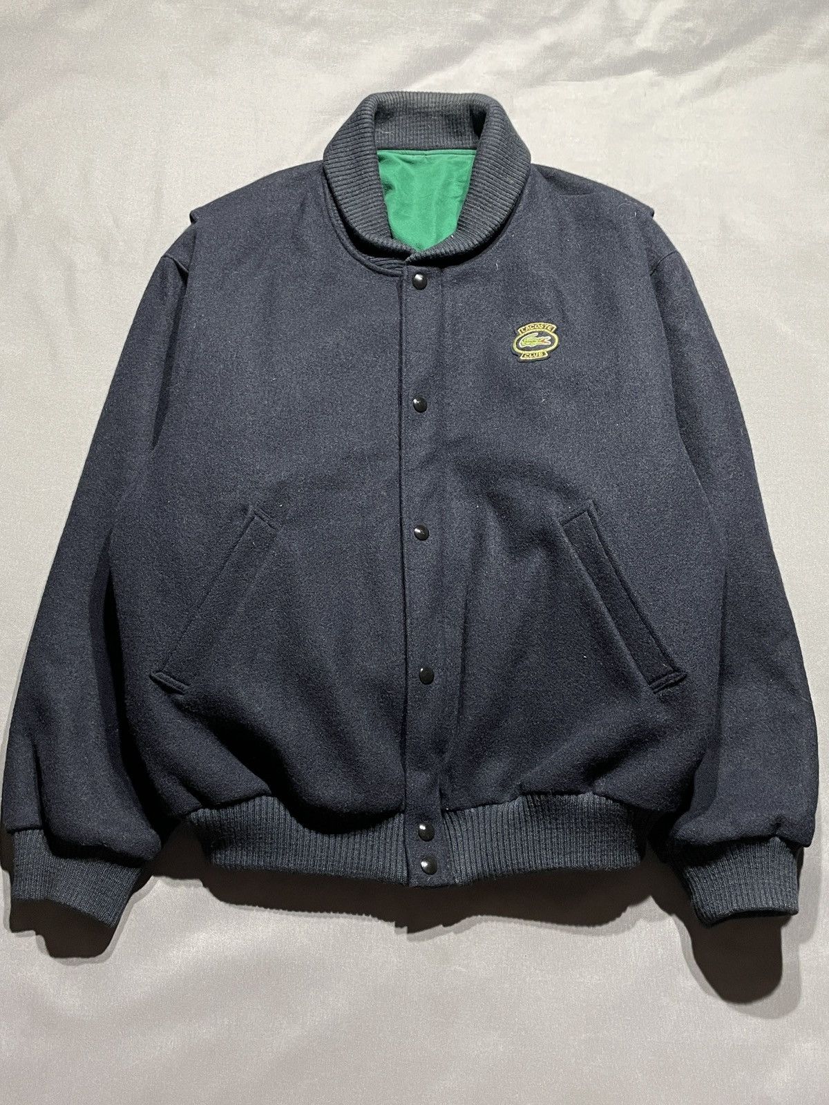 Lacoste × Luxury × Vintage 90s Lacoste wool bomber jacket vintage 