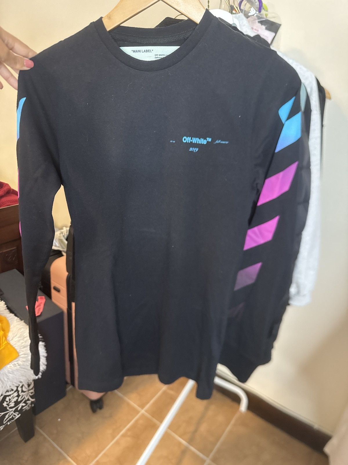 Off-White Off-white diagonal gradient tee - XXS long sleeve black Size US XXS / EU 40 - 2 Thumbnail