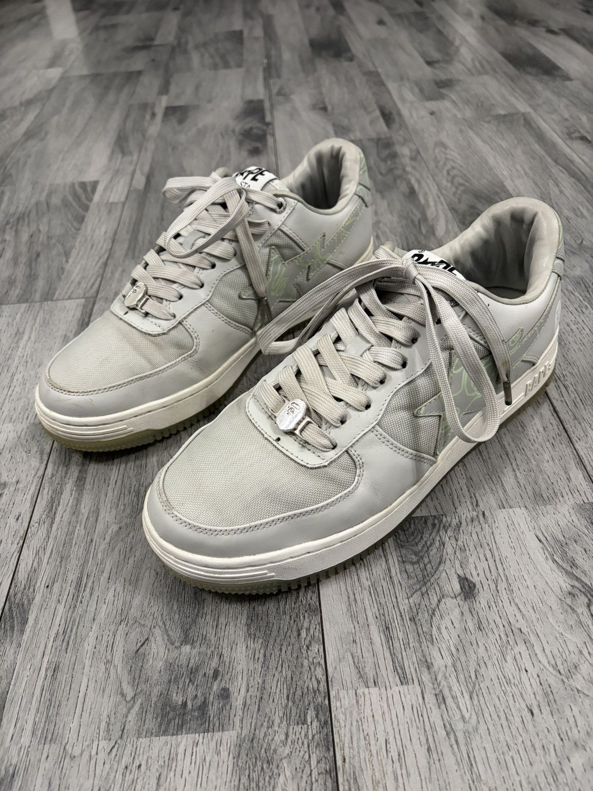 Bape BAPESTA #1 M2 Light Grey Leather Sneakers Size US 10 / EU 43 - 3 Thumbnail