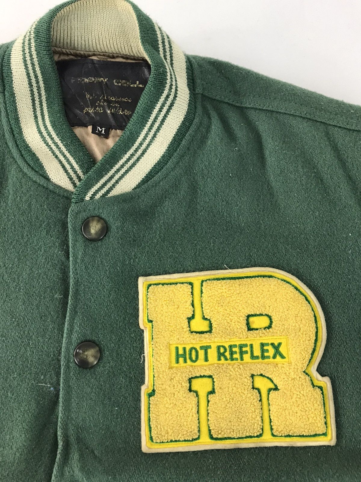 Leather 90s Happy Call Hot Reflex Varsity Jacket Leather Sleeve Size US M / EU 48-50 / 2 - 4 Thumbnail