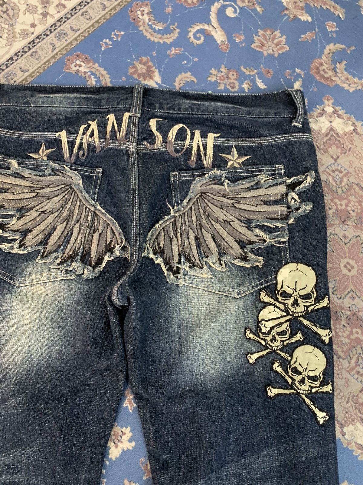 Vanson Leathers Vanson Leathers Skull Embroidery Washed Denim Size US 38 / EU 54 - 4 Thumbnail