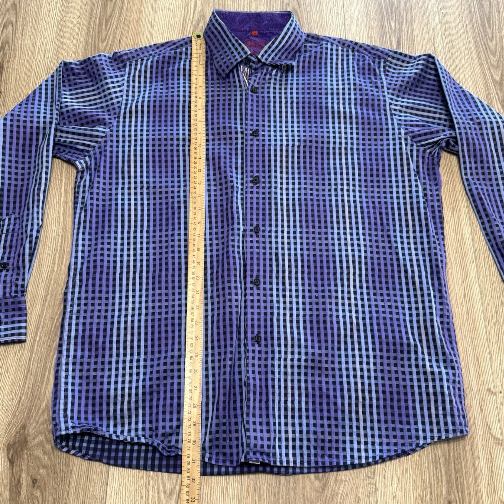 Vintage VINTAGE Lucklana Men’s Shirt Long Sleeve Button Down Sz XL Cotton Purple Check 80s Retro Mens Size US XL / EU 56 / 4 - 4 Thumbnail