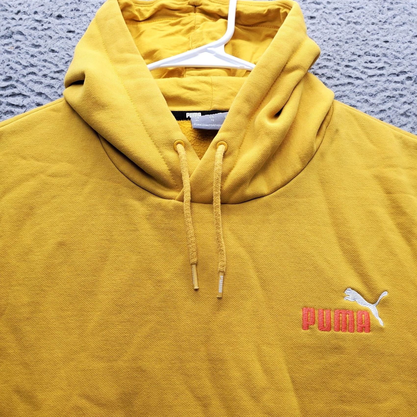 Puma Puma Hoodie Mens XL Yellow Fleece Lined Athletic Drawstring Kangaroo Pockets Size US XL / EU 56 / 4 - 7 Thumbnail