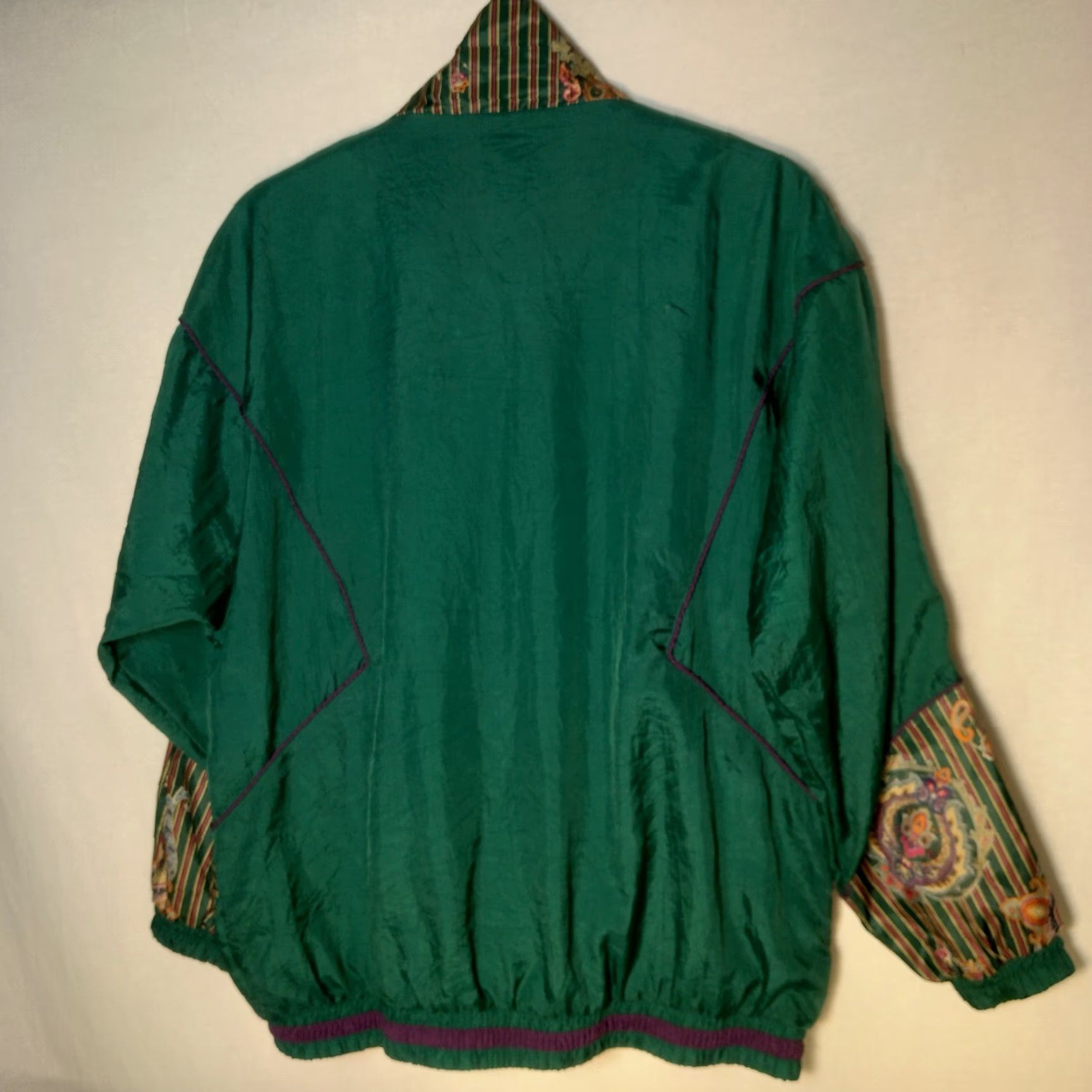 Vintage VINTAGE Laura Katherine Windbreaker Jacket Small Nylon Green Paisley Retro Size S / US 4 / IT 40 - 2 Thumbnail