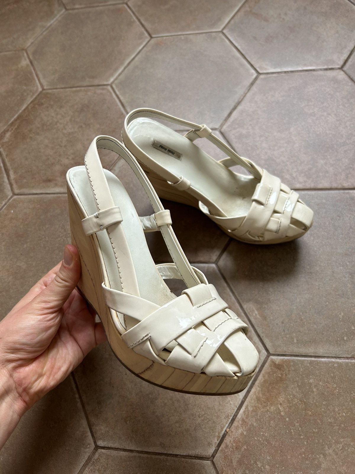 Miu Miu Miu Miu Leather Wooden Clogs Size US 6 / IT 36 - 2 Thumbnail