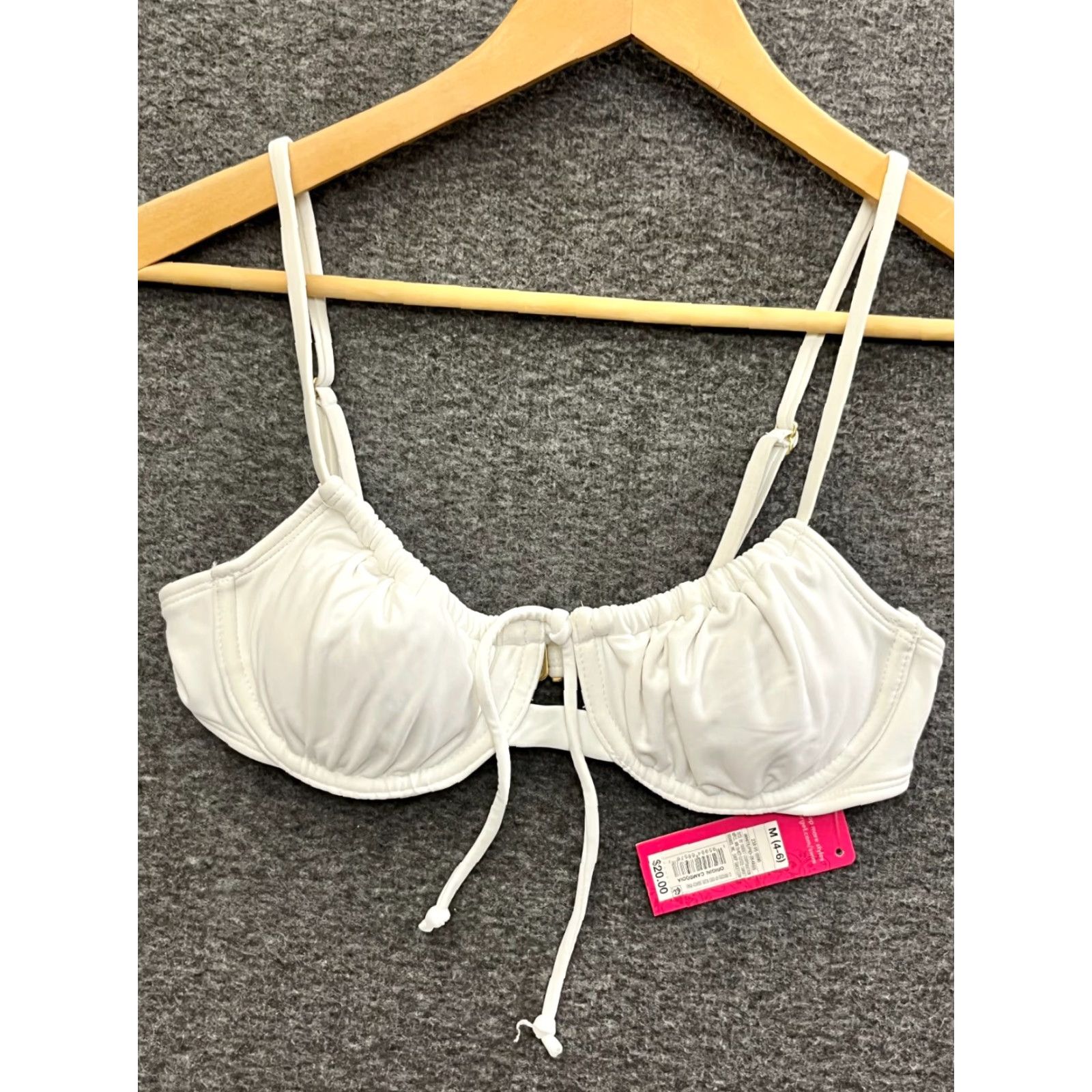 Vintage Xhilaration Juniors Solid White Bandeau Bikini Swim Top M 4-6 Shirt Top Size M / US 6-8 / IT 42-44 - 2 Thumbnail