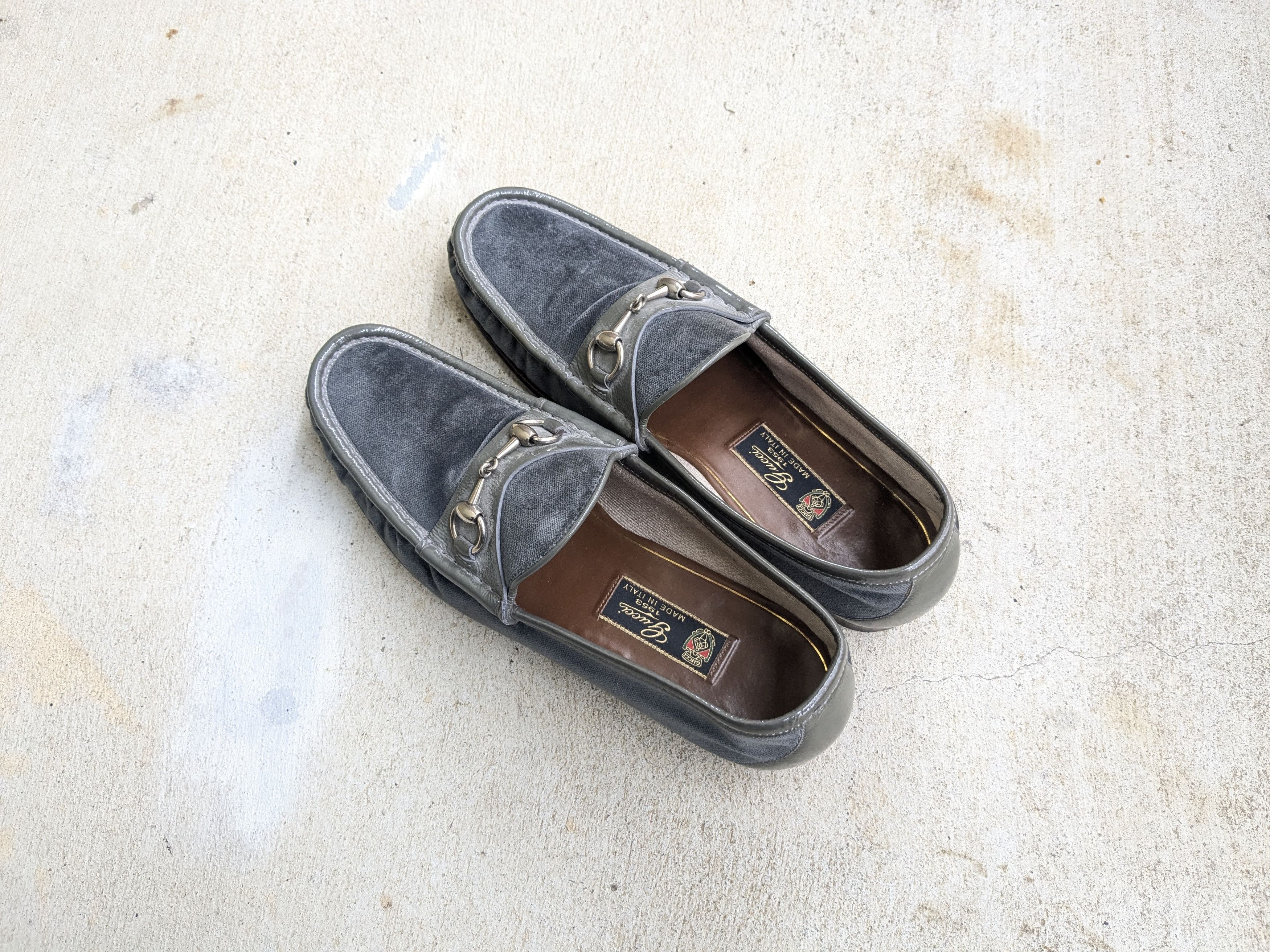 Gucci Gucci Horsebit Loafers Gray Velvet Patent Leather 9.5 Size US 9.5 / EU 42-43 - 12 Thumbnail