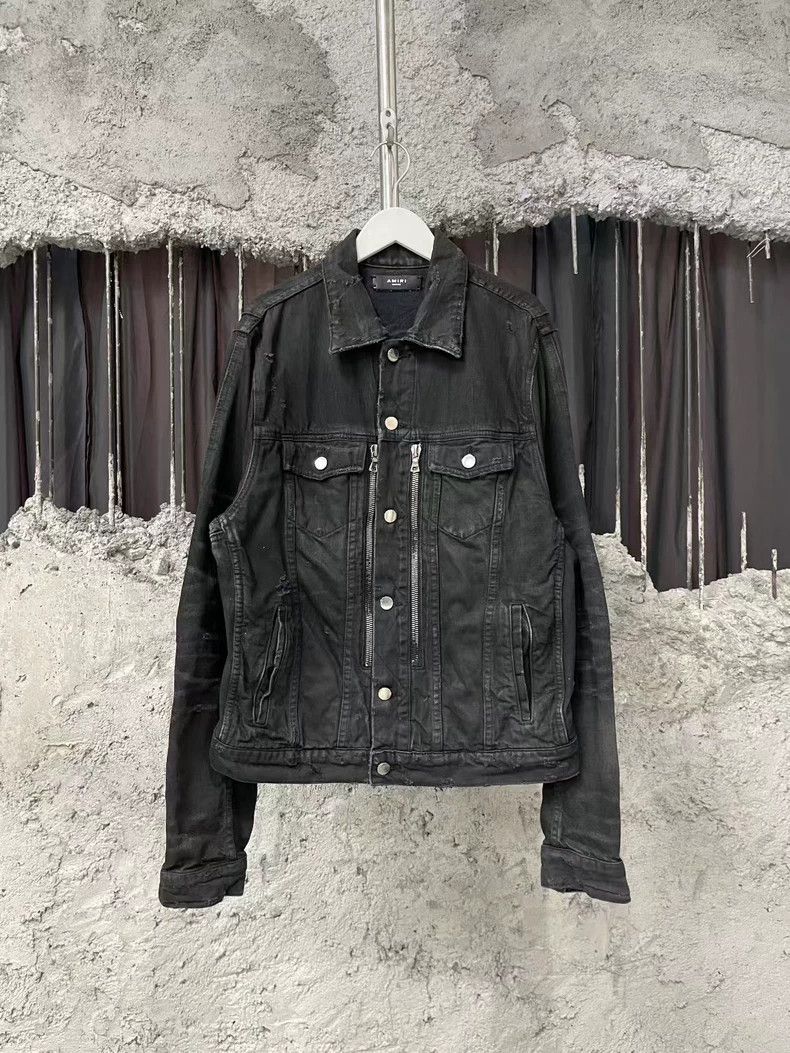 Amiri Amiri MX2 Washed Black Multi-Zipper Denim Jacket Size US M / EU 48-50 / 2 - 1 Thumbnail