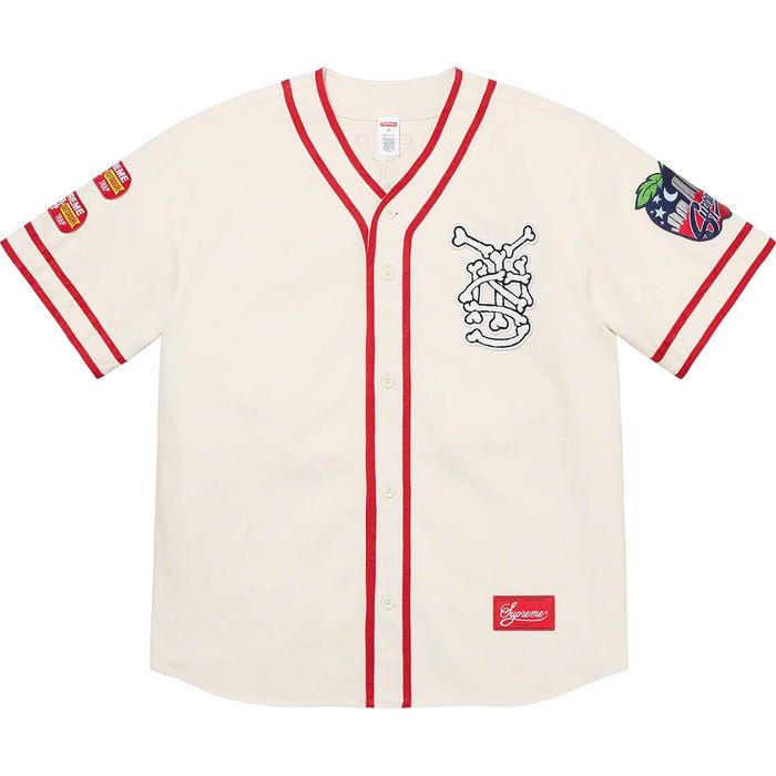 Supreme Supreme Patches Denim Baseball Jersey | Grailed