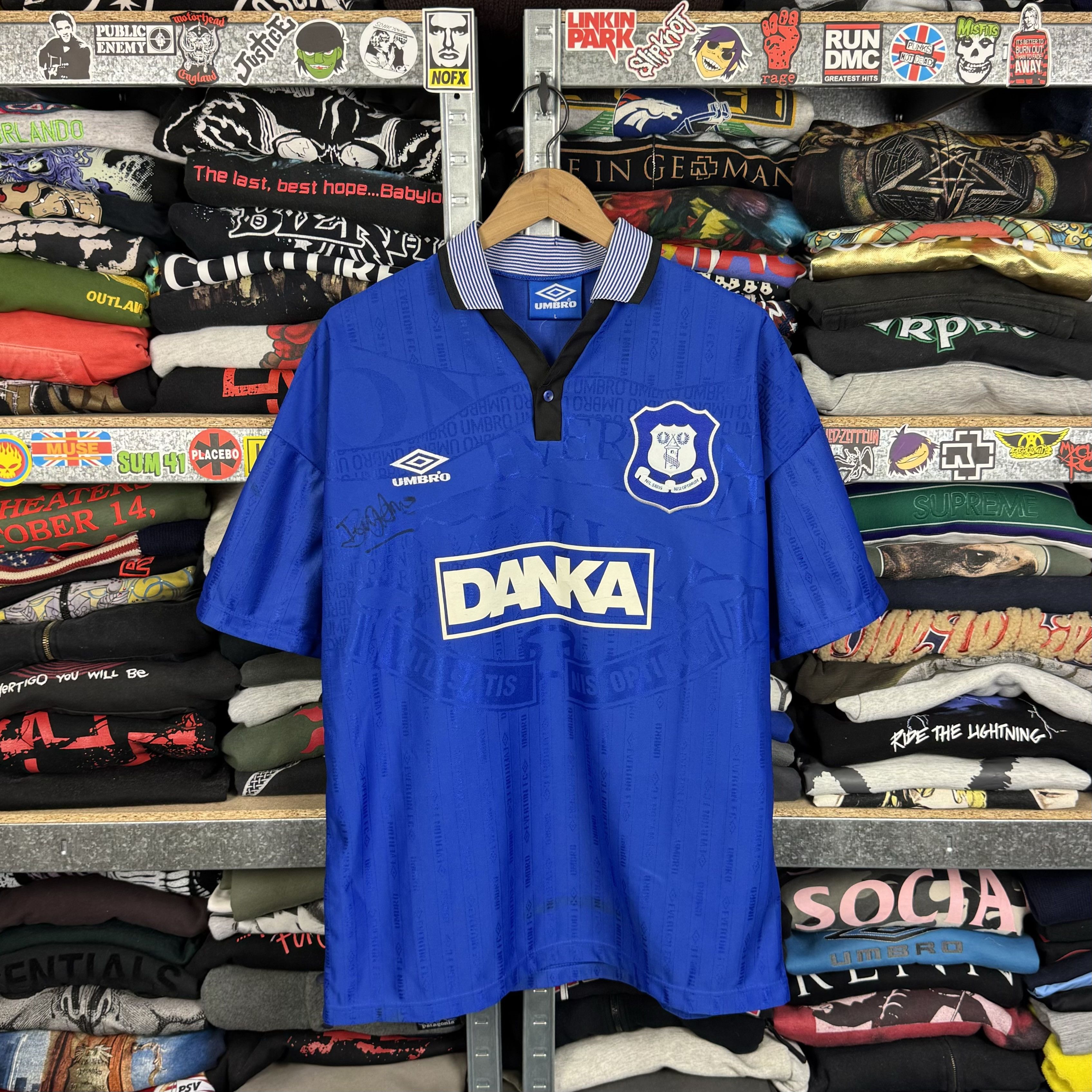 Umbro 1995-97 UMBRO EVERTON #17 KANCHELSKIS HOME SOCCER SHIRT Size US L / EU 52-54 / 3 - 2 Thumbnail