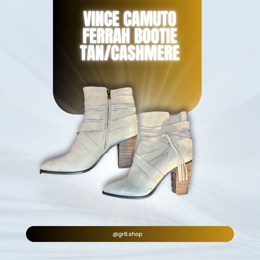Vince Camuto Vince Camuto Womens Ferrah Bootie Tan/Cashmere Size 10 Suede Size US 10 / IT 40 - 1 Thumbnail