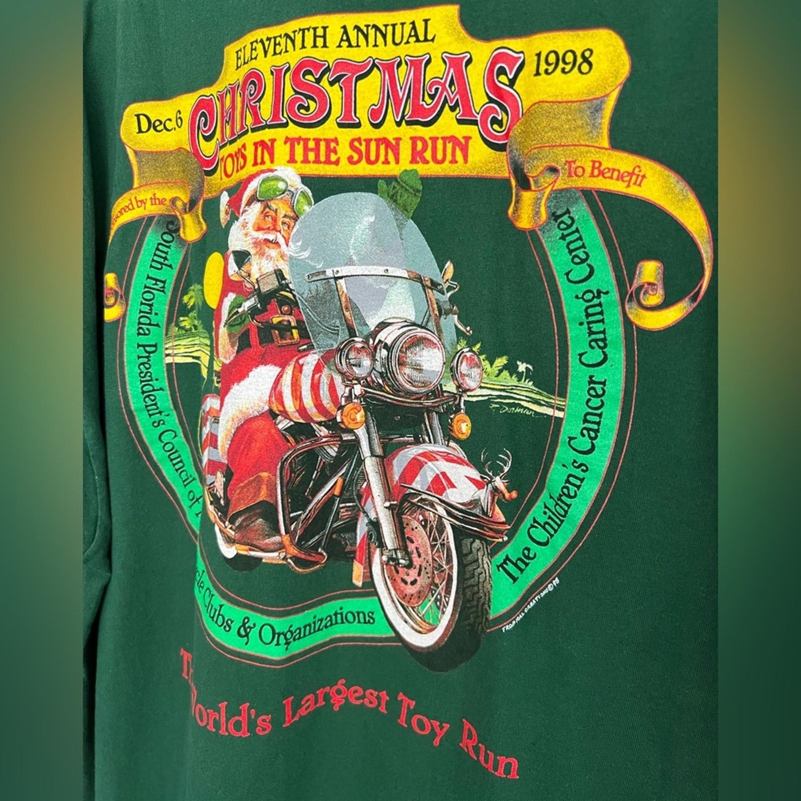 Hanes Vintage 1998 Toys Sun Christmas Shirt Santa Harley Davidson Size US XXL / EU 58 / 5 - 6 Thumbnail