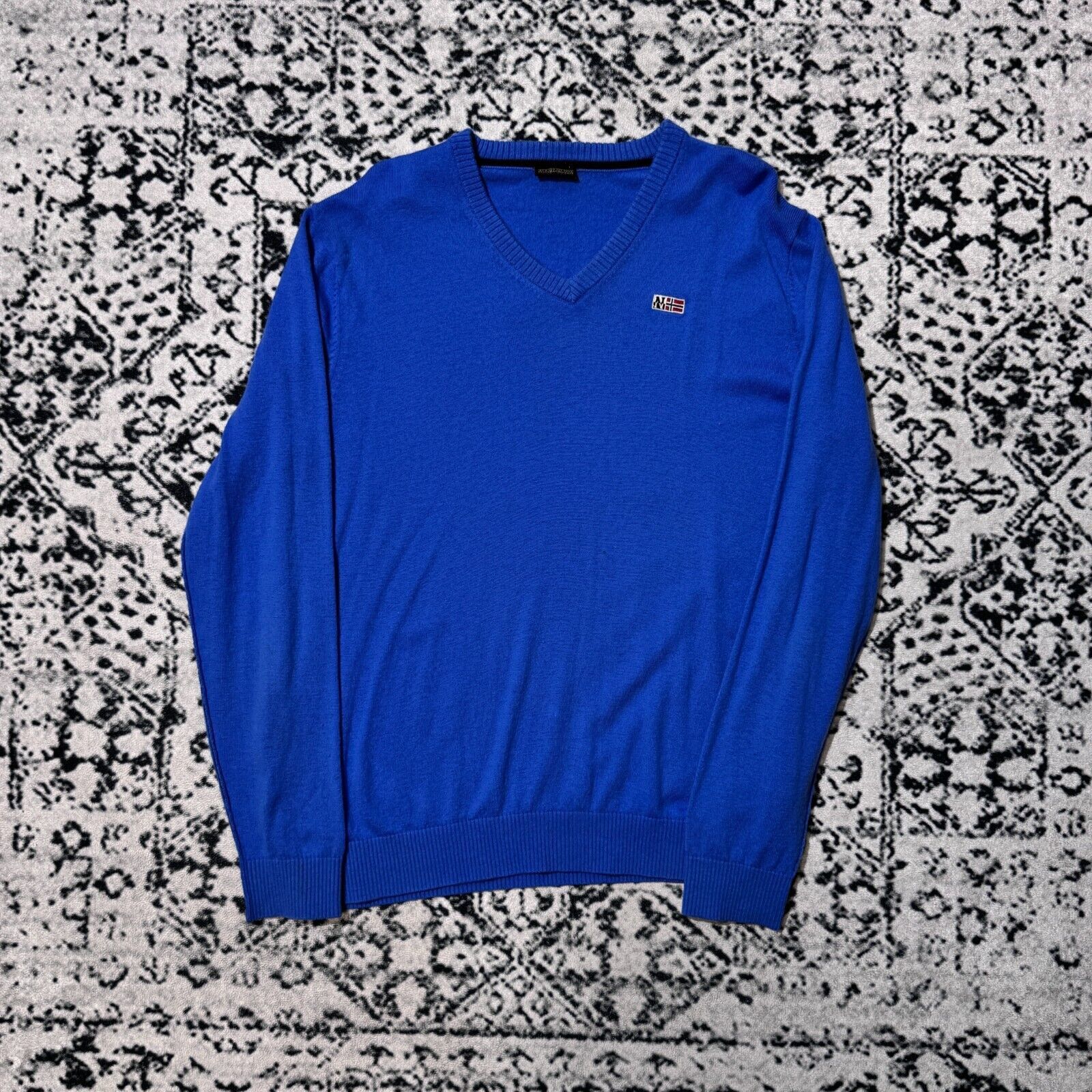 Napapijri × Vintage Vintage Napapijri Blue Wool Sweater Size XL Y2K 90s Hiking Size US XL / EU 56 / 4 - 1 Thumbnail