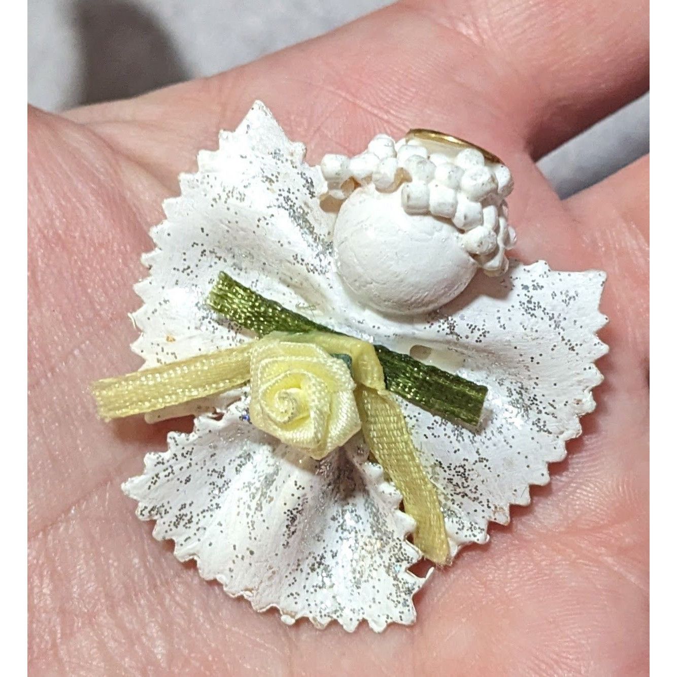 Other Vintage White Painted Pasta Floral Angel Brooch Size ONE SIZE - 7 Thumbnail