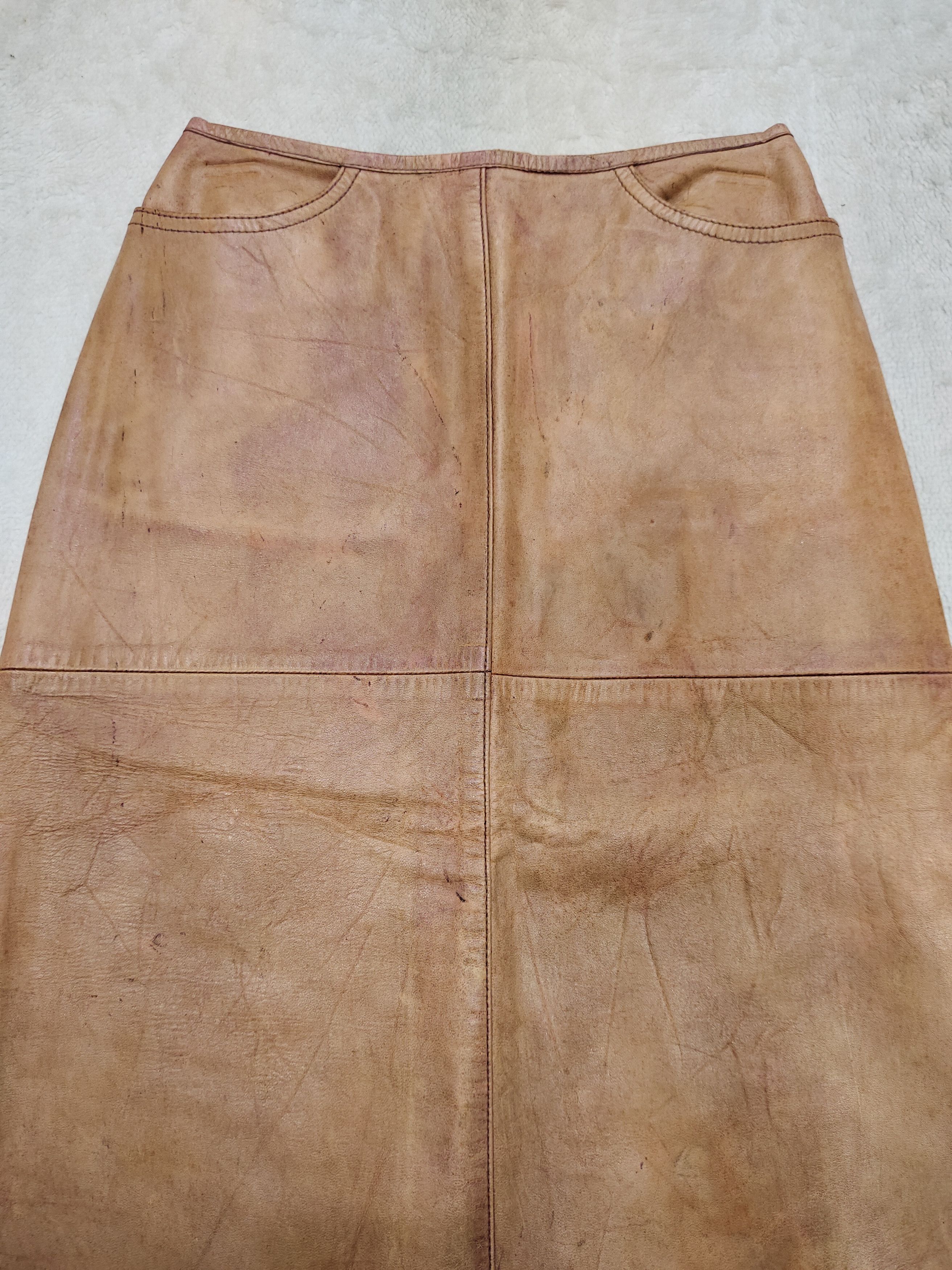 Vintage RARE 🇮🇹 Vtg Dessine Par Kondo Horsehide Midi Skirt Size 27" / US 4 / IT 40 - 5 Thumbnail