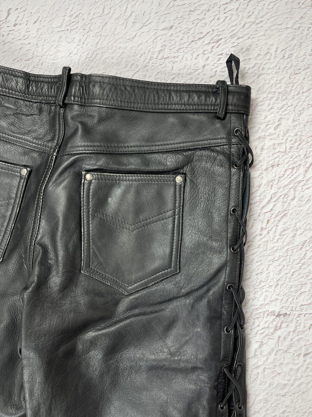 Leather Vintage Genuine Leather black motorcycle pants Versace style Size US 34 / EU 50 - 17 Thumbnail