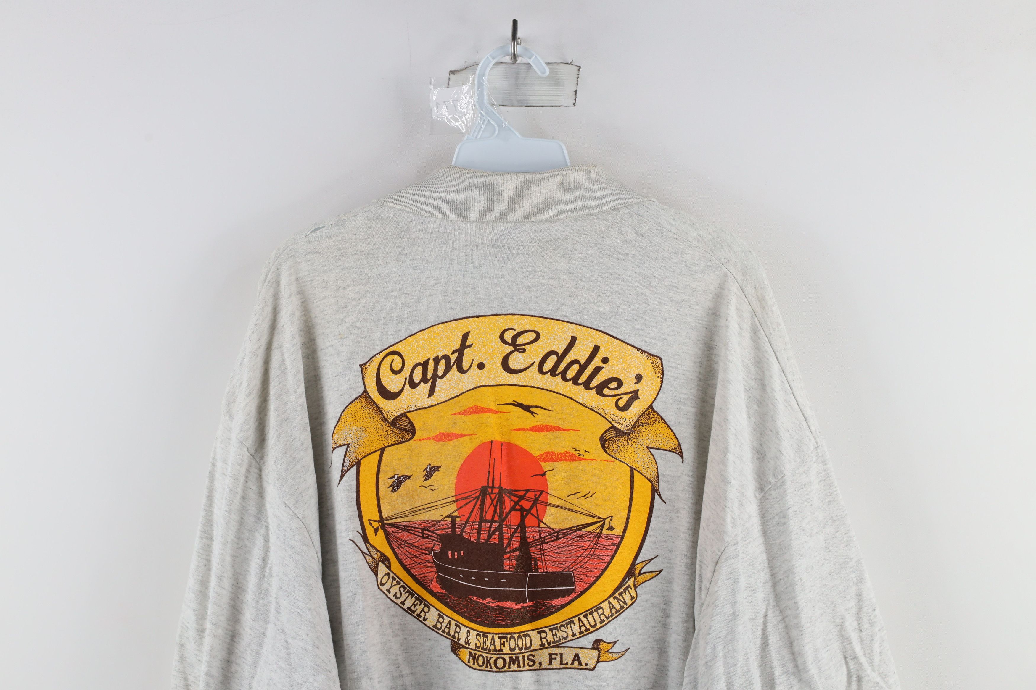 Vintage Vintage 90s Out Captain Eddies Seafood Restaurant Polo USA Size US XXL / EU 58 / 5 - 12 Thumbnail