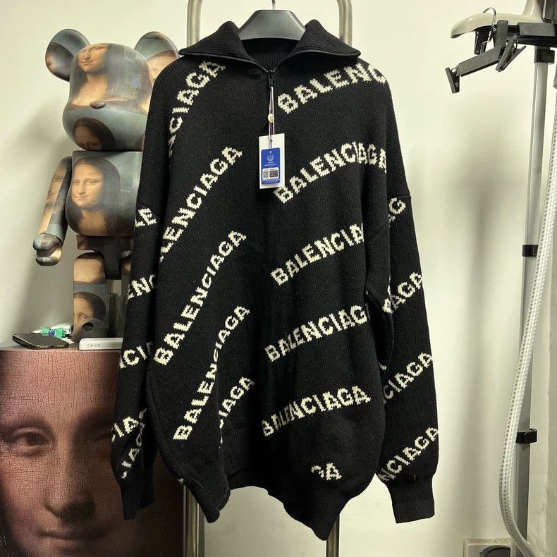 Balenciaga Logo Print Knit Sweater