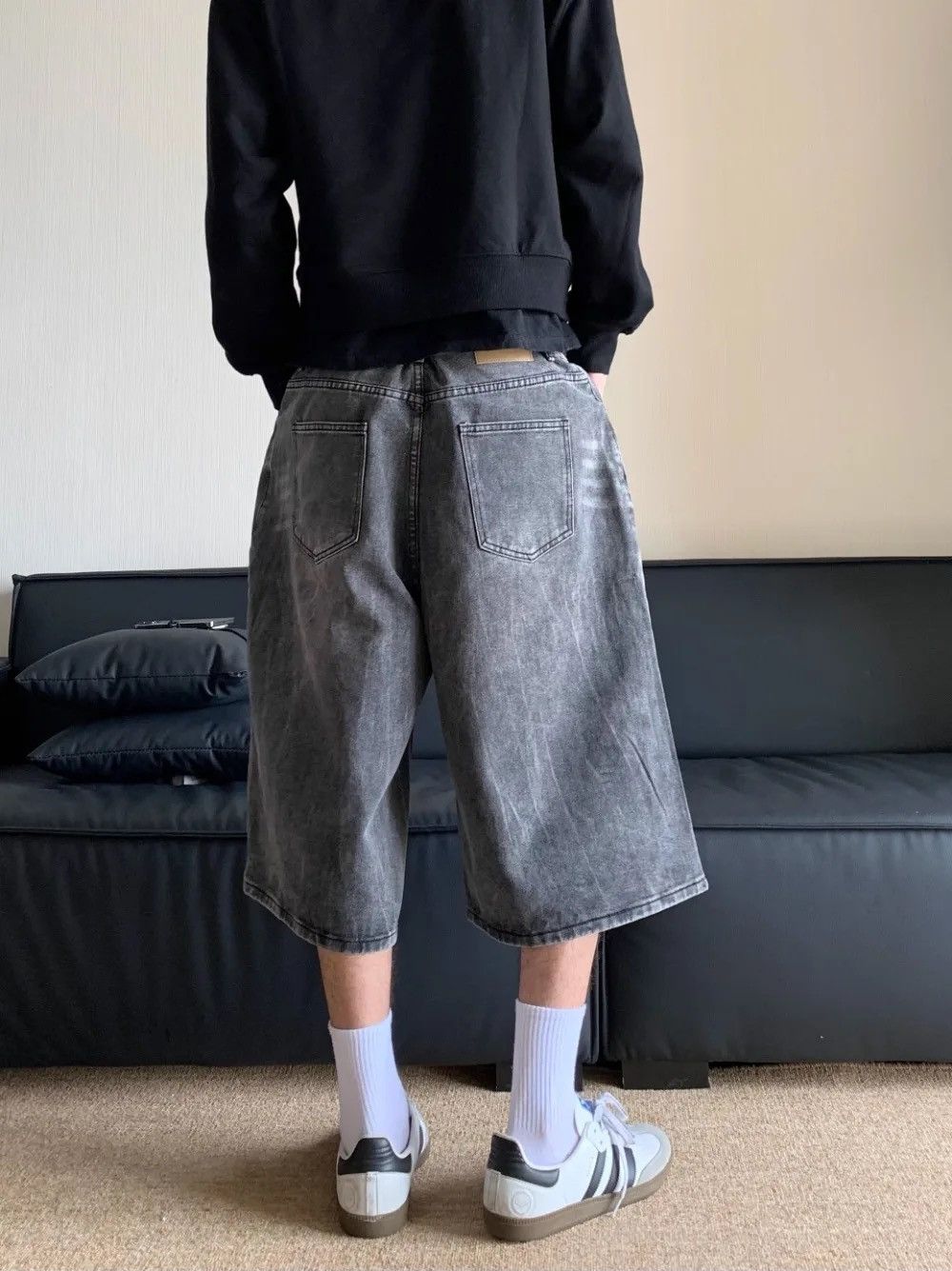 Designer × Japanese Brand Street Jorts Axle Washed Black Crease Short y2k Size US 33 - 2 Thumbnail