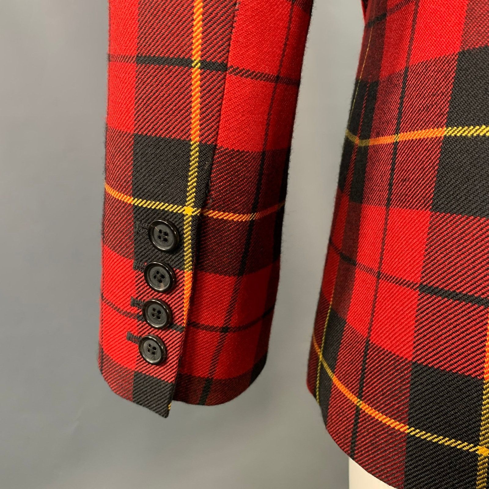 Michael Kors MICHAEL KORS COLLECTION Red Black Wool Plaid Jacket Blazer Size XS / US 0-2 / IT 36-38 - 5 Thumbnail